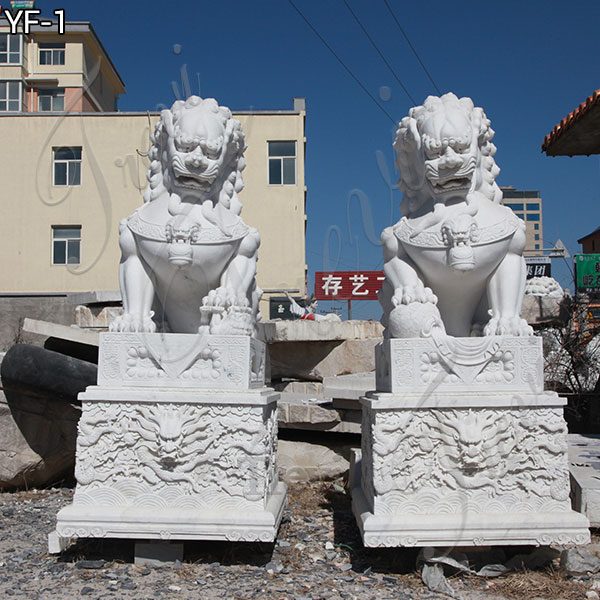 Foo Dog Pair Garden Statues Concrete Asian Sculpture