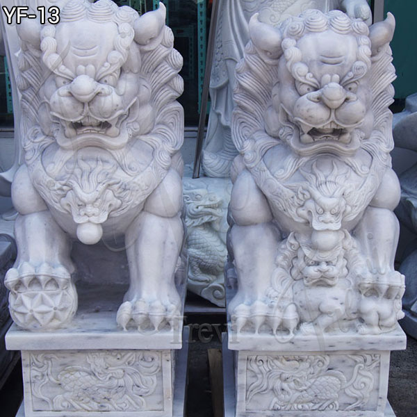 fu dog for front porch indoor marble lion statue- Marble ...