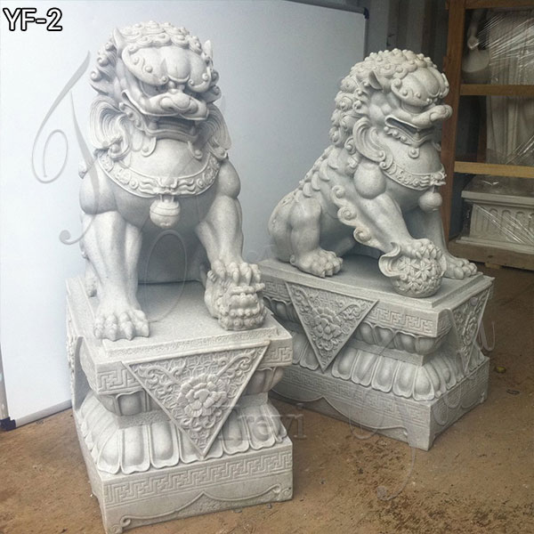 chinese guardian lions front door pair guardian lions-Marble ...