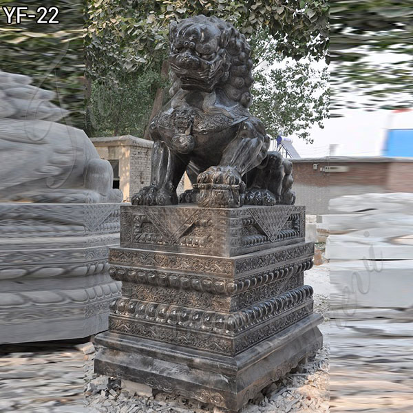 stone foo dog statues front door life size carving marble lion