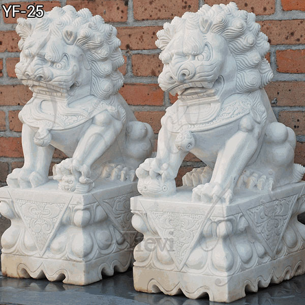 stone foo dog statues front door life size carving marble lion