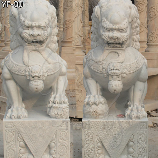 lion stone sculpture white marble foo dog- Marble/stone Lion ...