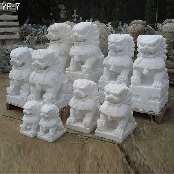 fu dog statue front house pair lion garden statue- Marble ...
