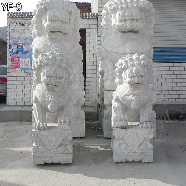 stone foo dog statues front door life size carving marble lion