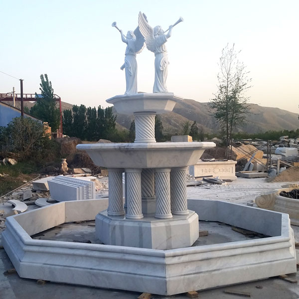 Outdoor tiered columns garden water fountain with bernini angel statues for sale TMF-08