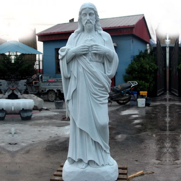 Sacred heart of jesus catholic marble statues for religious garden TCH-08