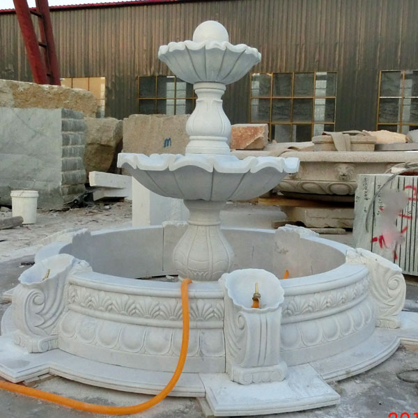 Three tiers white marble water fountain for the center of garden ornaments TMF-09