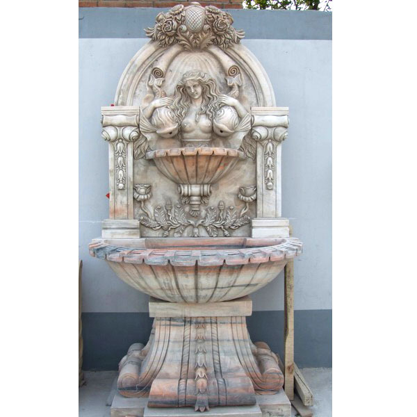 Wall mounted marble water fountain with woman statues designs outdoor TMF-16