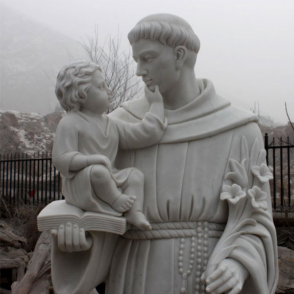 Catholic saint white marble statues of Anthony outdoor for sale from churches TCH-44