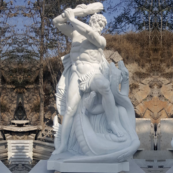 Famous marble art sculpture of Hercules and the hydra snakes garden statues TCH-11
