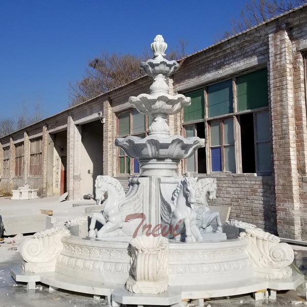 White marble horse water fountain for outdoor garden ornaments TMF-20