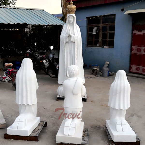 Three children and Fatima marble statues for catholic church design on sale TCH-51