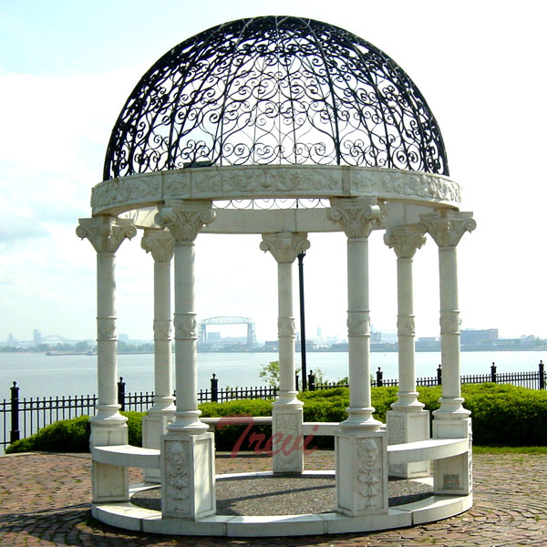 Buy outdoor white marble stone round decorative garden gazebos for sale TMG-28