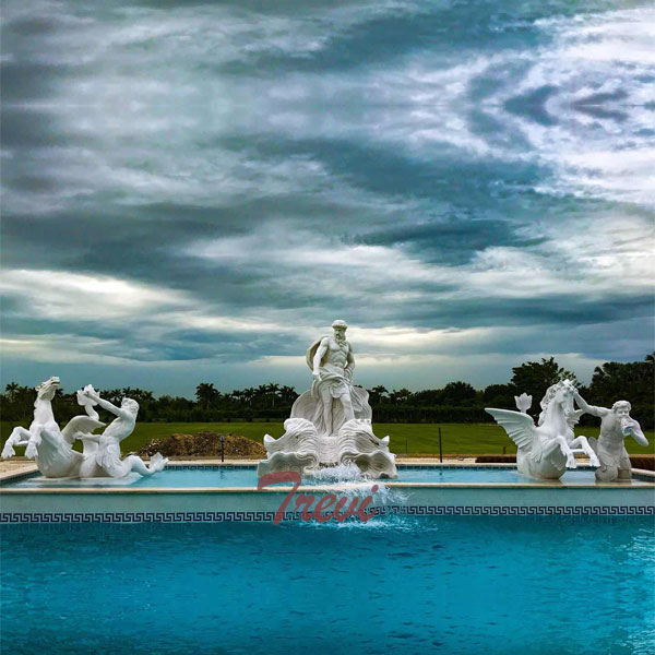 Customized outdoor large Trevi white marble water fountain for swimming pool decorationTMF-24