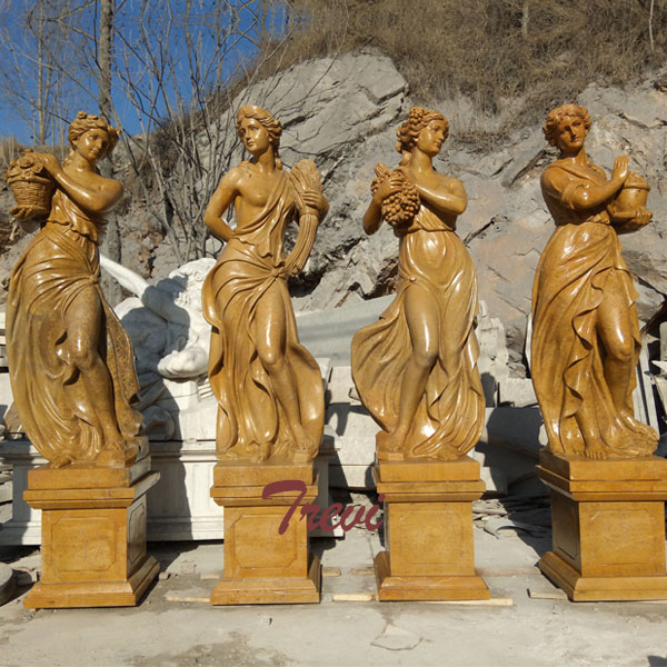 Goddesses of the four season beige marble sculptures for outdoor garden TMC-24