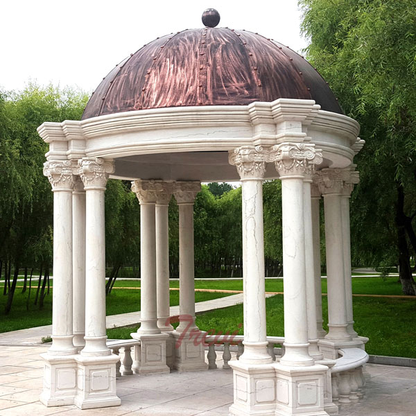 Hardtop white marble garden gazebo with pillars for sales TMG-22