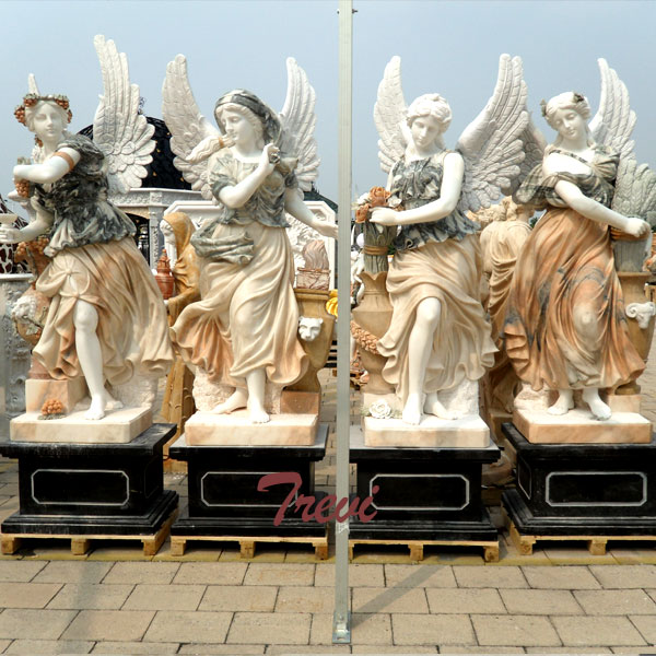 Multi color marble the four goddesses of the seasons angel statues for sale TMC-23