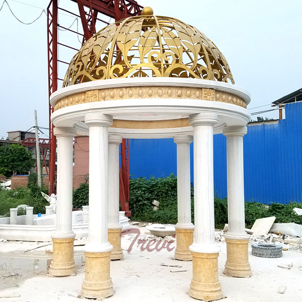 Outdoor garden landscape golden round marble gazebo for Saudi Arabia clients TMG-21