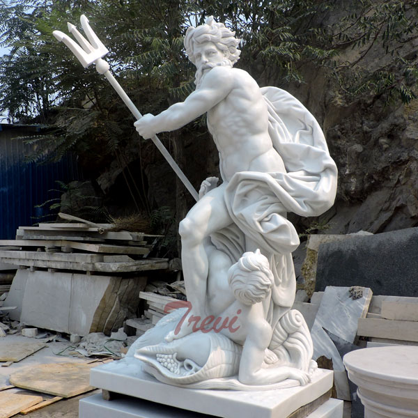 Poseidon with trident Greek garden marble statues for sale TMC-19