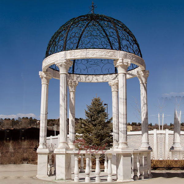 Round white stone outdoor wedding decorative gazebo for sale TMG-26