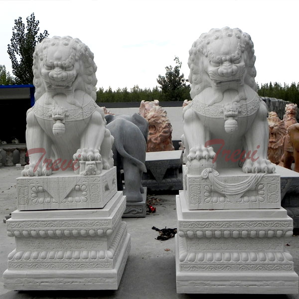 Buy chinese foo dog pair of white lion statues for driveway TMA-07