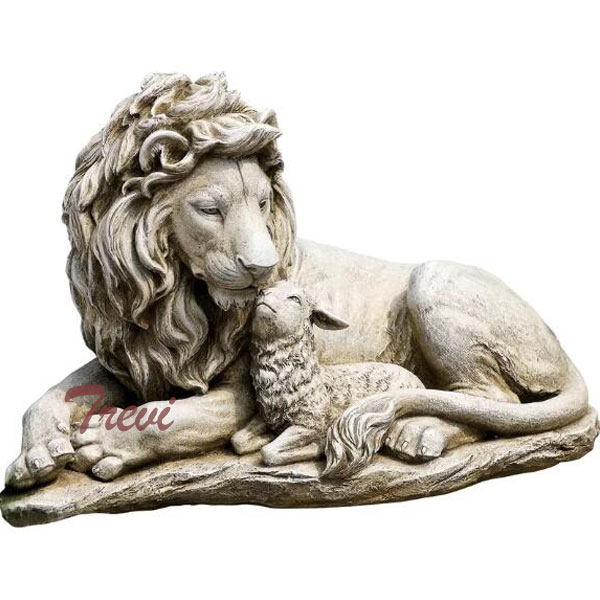 Chinese marble lion and lamb statues outdoor garden decor TMA-35