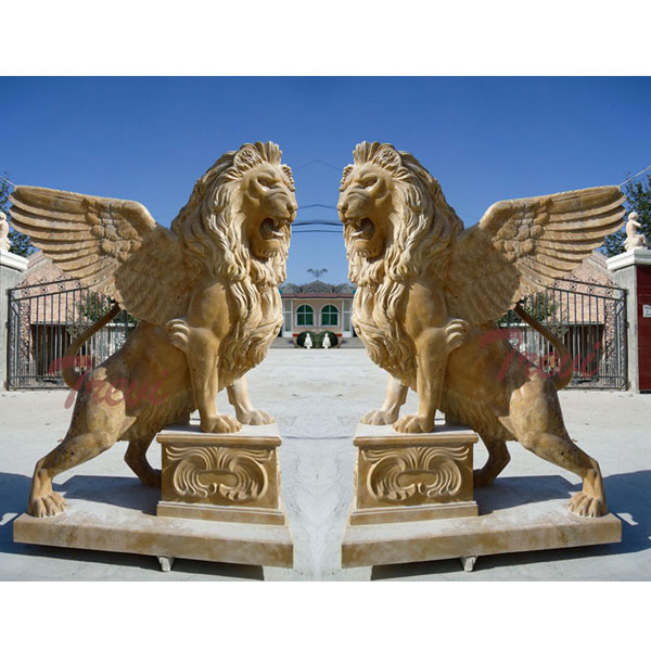 Decorative lion gargoyle statues in front of house for sale TMA-10