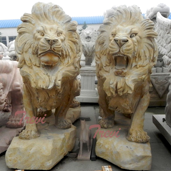 Pair of antique big guardian lion statue outside houses for sale TMA-04
