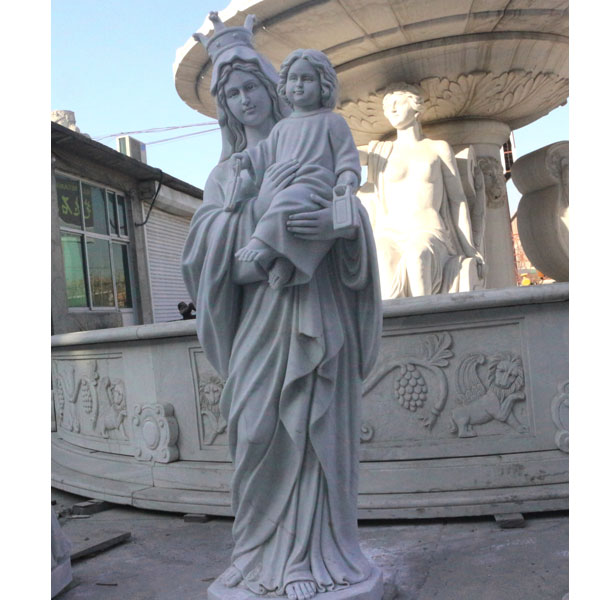 Religious outdoor decorations of vintage madonna and child statue for sale TCH-57