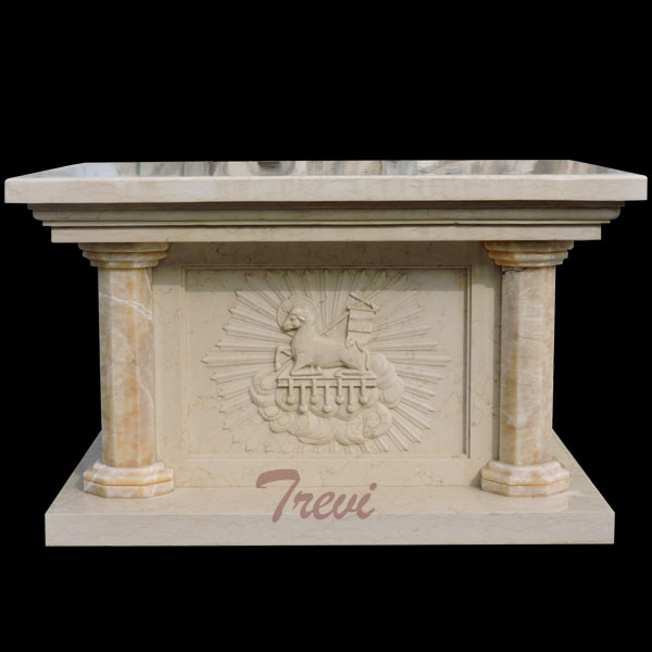 An beige marble altar table for church furniture decor TCH-113