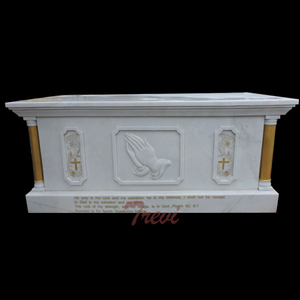 Catholic church furniture of white marble altar table to buy TCH-114