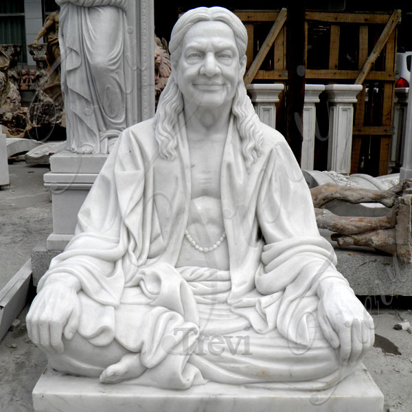 Custom made life size indian famous figure marble statue of Kripalu Maharaj from a photo designs TMC-25