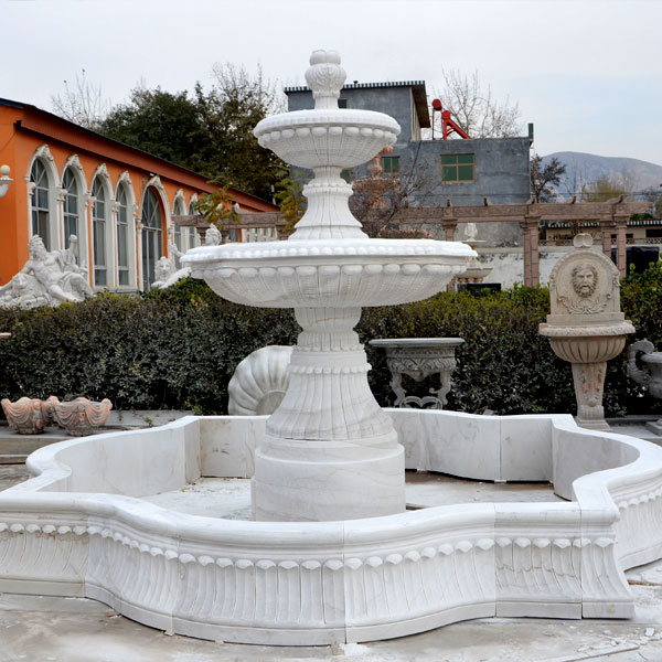Garden 3 tier white marble water fountain outdoor for sale TMF-26