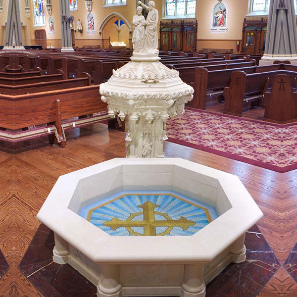 Decorative Outdoor Marble Baptismal Font in Catholic Church TCH-109