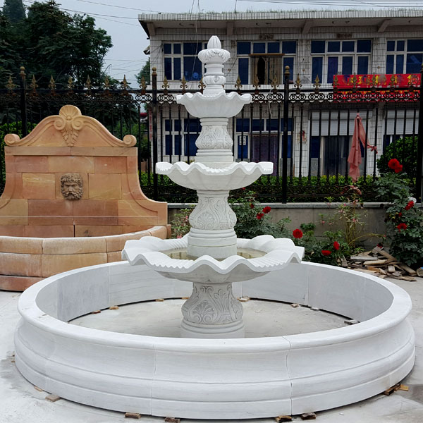 Outdoor white marble pineapple water fountain 3 tiers to buy TMF-27