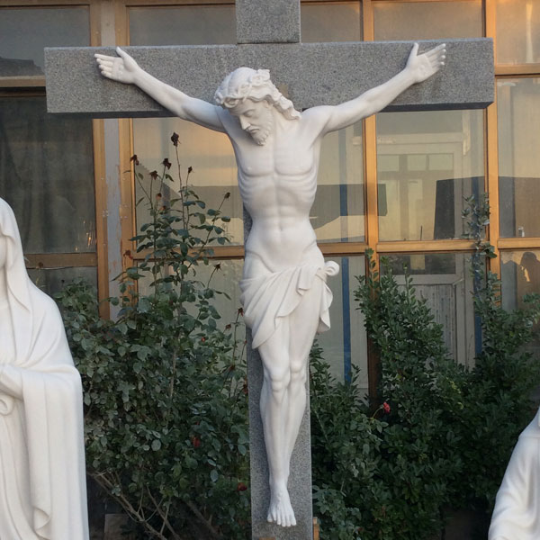 The crucifixion of jesus christ on the cross marble religious statues for church decoration TCH-10