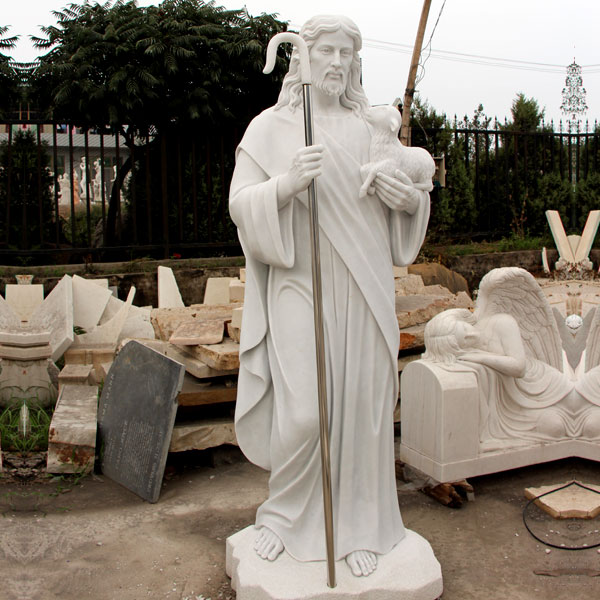 Catholic church garden statues of shepherd Jesus hold lamb for sale TCH-16