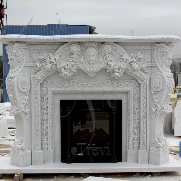 Contemporary home depot white marble fireplace mental surround for sale TMFP-02
