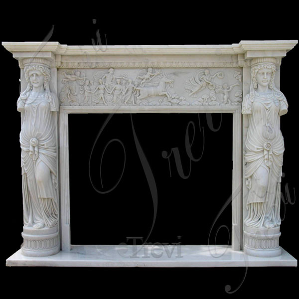 Custom mediterranean white marble fireplace mantels for sale TMFP-15