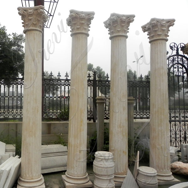 Modern house columns white marble carved pillars for sale TMC-12