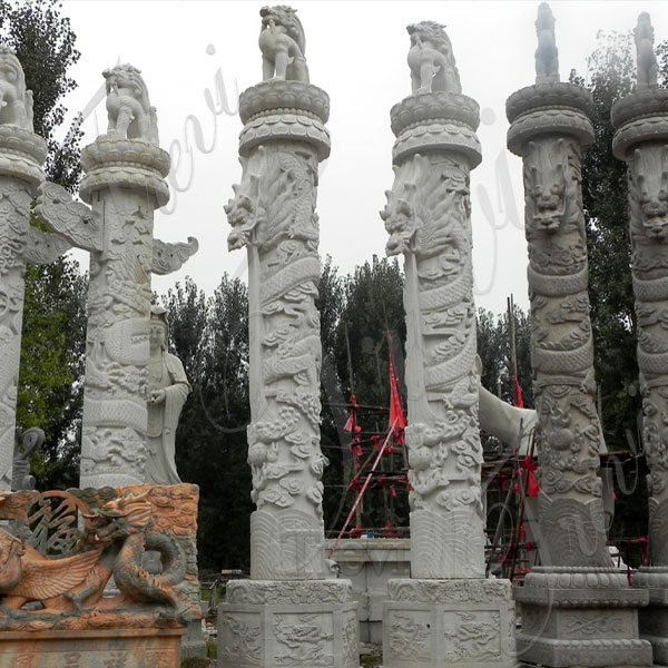Outdoor large decorative white marble column monuments for sale TMC-08