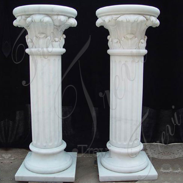 Round white marble carved roman architecture columns pillars and capitals for sale TMC-13