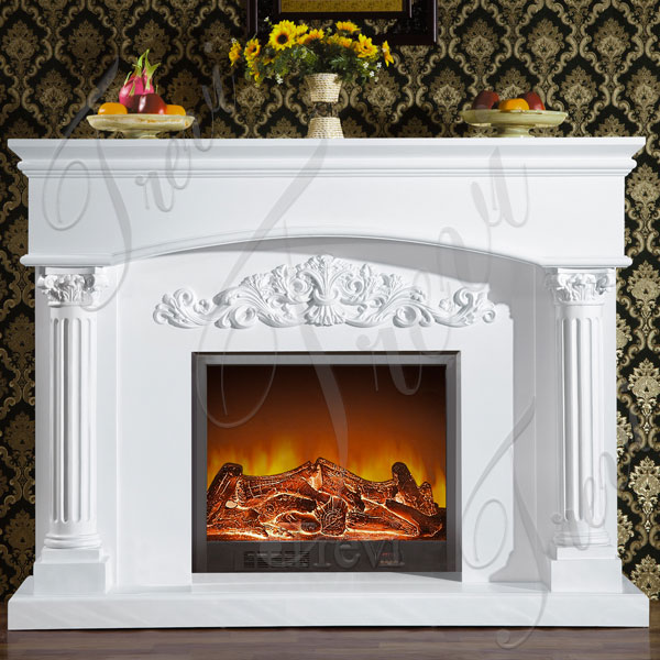 Where to buy traditional white marble fireplace mantels decoration ideas TMFP-11