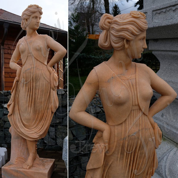 Antique marble garden statues female life size for outside ornaments TMC-43