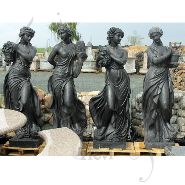 Black marble life size greek nude fairy four season goddess classical statues female for sale TMC-41