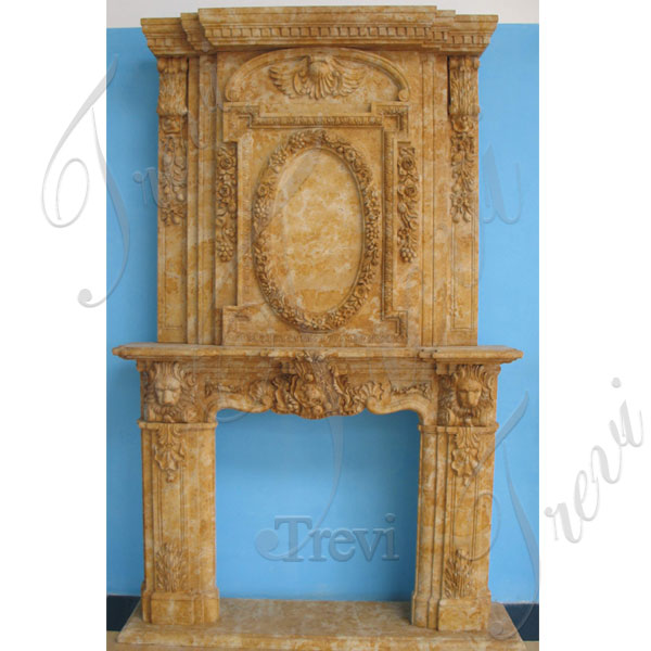Home depot large antique marble carved fireplace with overmantle designs for sale TMFP-19
