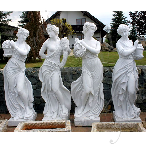 Outdoor white marble four season goddess life size garden statues designs online TMC-42