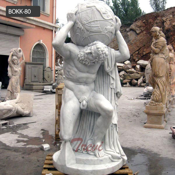 Outdoor Garden Decorative Marble Atlas Statue Carrying Paradise BOKK-80